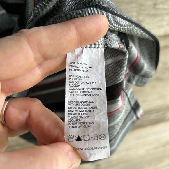 Izod Men's Slim Fit Polo Shirt Gray Striped Size XL Polyester/Cotton Blend - Picture 6 of 9